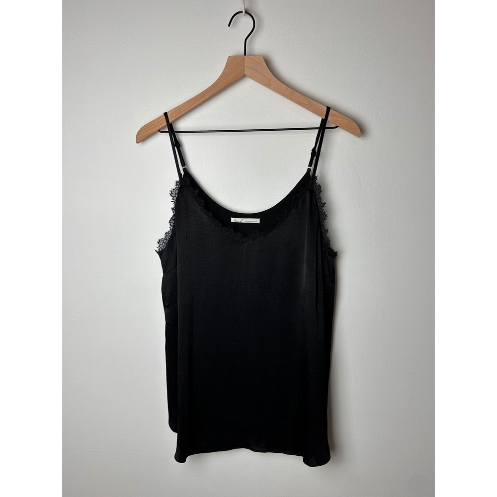 Floret Anthropologie Black Lace Trim Cami Top Sleeveless Blouse - Picture 1 of 8